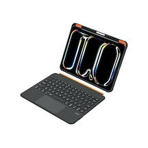 Apple iPad Uyumlu  Air 11 M2/m3 Uyumlu 360 Döner Manyetik Türkçe Q Klavyeli Kılıf Rgb Işıklı Trackpad Li 360dönen