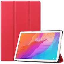 Noktaks - Huawei Uyumlu Huawei Matepad T10 - Kılıf Smart Cover Stand Olabilen 1-1 Uyumlu Tablet Kılıfı - Kırmızı