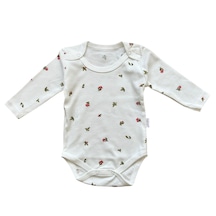 Bellamio Kids Çiçek Desenli Kız Bebek Uzun Kollu Zıbın Body - Beyaz Beyaz