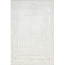 Elegance Eg002a Gri Halı Bej Detaylı Çerçeveli Modern Viskon Doğal Iplik Bambu Halı Tozu Az-55 Bej-beyaz