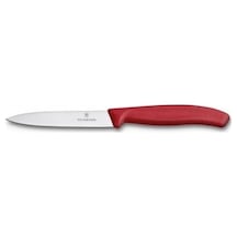 Victorinox Sivri Uç Düz Soyma Bıçağı 10 CM Kırmızı