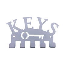 Aju Anahtar Askılığı Keys Yazılı Dekoratif Metal Tasarım Anahtarlık Paslanmaz Hediyelik Beyaz Beyaz
