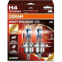 Osram H4 Night Breaker 220 12v %220 Fazla Işık 1 Takım-2 Ad.