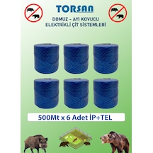 Elektirikli Çit 500m X 6 Adet Çift Örgülü Galvanizli Tel + İp