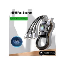 100w Hızlı Şarj Kablosu Çoklu Şarj Kablosu Naylon Örgülü Çoklu