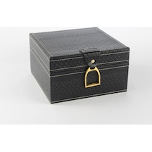 Mikasa Moor Siyah Gold Kulplu Deri Kutu 18x18x11cm