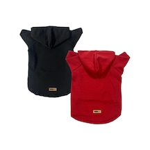 Kapişonlu Polar Sweatshirt Köpek Ve Kedi Kıyafeti & Elbisesi - Kırmızı & Siyah 2'li Fır