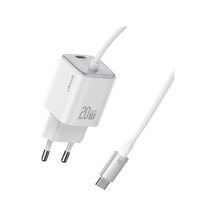 Usams Cc261 Gan Hızlı Şarj Cihazı Bloğu 20w Çift Bağlantı Noktalı Duvar Şarj Cihazı, Tip-c Kablolu, Ab Tak Beyaz BEYAZ