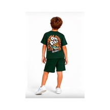 Cg Kids Hot Wheells Erkek Çocuk Tshirt&şort Alt Üst Takım Sırt Baskı Detaylı Süper Kalite Yeşil