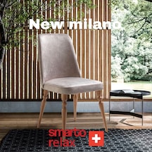 Smarto Relax Milano New 2'li Yemek Masası Sandalye Seti - Ahşap Ayaklı, Krem Kumaş Ekru Ve Kahverengi