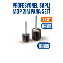 Saplı Mop Zımpara Seti 20x20 + 25x30 Mm Matkap Ucu Temizleme Ve Çapak Alma Zımparası 2 Adet