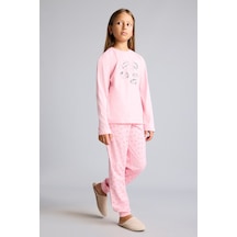 Defacto %100 Pamuk Baskılı Uzun Kollu Üst Lastikli Paça Alt 2li Pijama Takımı Kız Çocuk I2285a826aupn149 Pembe-pn149