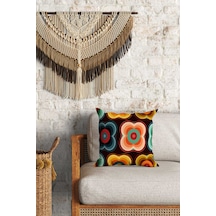 Etnik Desenli Çift Yön Dijital Baskılı Dekoratif Kırlent Kılıfı Yastık Kılıfı 39x39cm Çok Renkli