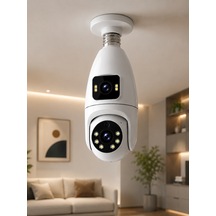 Gece Görüşlü Çift Lens Wi-fi Ampul Kamera Mobil Takip Destekli - Lisinya