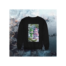 Stil X Yeni Yıl Baskılı Kız Çocuk Sweatshırt, Chrıstmas Temalı Siyah-1