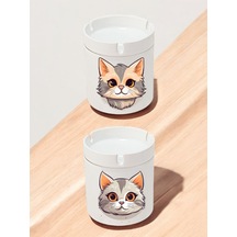 Kedi Teması 2'li Küllük - Küllükler Modelleri, Kül Tablası, Kokusuz Küllük, Kül Tablaları