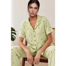 Norcia Sports Kadın Kısa Kollu Rahat Yeşil Pijama Takımı 4732 Çok Renkli - 929323034 Çok Renkli - 929323034 Çok Renkli