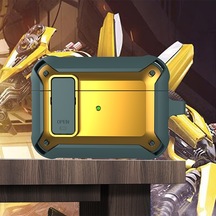 Kablosuz Kulaklık Darbeye Dayanıklı Bumblebee Silikon Koruyucu Kılıf Airpods Uyumlu Pro Için Anahtarlı Gri Sarı Gri
