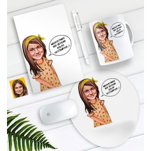 Kişiye Özel Kolay Yetişmiyor Karikatürlü Defter Kalem Kupa Mouse Pad Seti-2