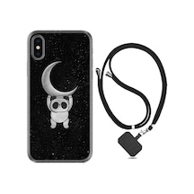 Apple Uyumlu iPhone X XS Kılıf Boyun Askılı Panda Moon 1811