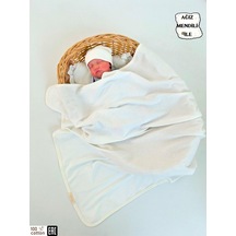 Ekru Fitilli Tek Katlı Bebek Battaniyesi Kundak %100 Pamuklu Çok Amaçlı Örtü 90x85cm Ekru