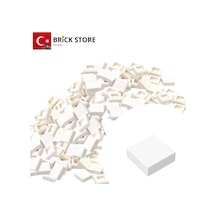 Yedek Parçalar 100 Adet 1x1 Tile Düz Fayans Parçası, Beyaz Renk White , 3070