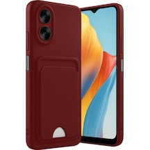 Newface Oppo A38 Kılıf Kelvin Kartvizitli Silikon - Bordo Bordo