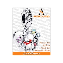 Winnie The Pooh Ve Piglet Çift Sallantılı Charm Asafaccessory Gümüş