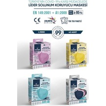 Musk Ffp2 Maske 40 Adet (Lila,Sarı,Turkuaz,Mix)