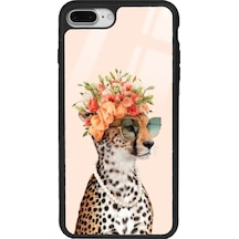 Apple Uyumlu iPhone 7 Plus - 8 Plus Influencer Leopar Kedi Tasarımlı Glossy Telefon Kılıfı Çok Renkli