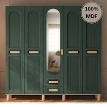 Begonya 5 Kapak Mdf Ayaklı Tasarım Gardırop Yeşil