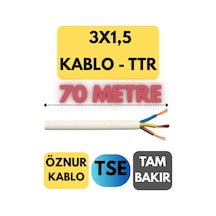 Öznur 3x1,5 Ttr Kablo Metre Seçenekli Beyaz - 70 Metre
