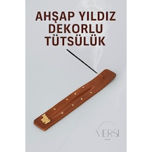 Ahşap Yıldızlı Tütsülük Doğal Oyma Ahşap Tütsü Standı Şık Tütsülik Dekor