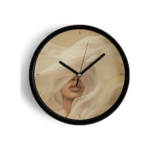 Modern Sanat Tarzı Kadın Duvar Saati - 30cm - Önü Camlı Siyah Kasa - Sessiz Mekanizma-jh0700 Siyah