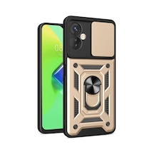 Magicool İnfinix Hot 30 4g Kılıf Pars Lens Yüzüklü Silikon - Gold