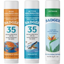 Badger Clear Zinc Mavi + Turuncu Çocuk Güneş Kremi Stick SPF35+ 2 x 18.4 G + Outdoor Cream Stick 17 G