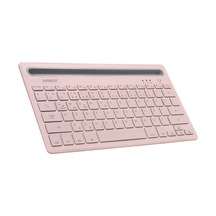Everest Pembe-gri Bluetooth Ultra İnce+şarjlı Q Mac-win-android-Apple Uyumlu iOS Kablosuz Klavye