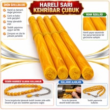 Hareli Galalith - Hareli Damarlı Kehribar Çubuk - Sarı Hareli
