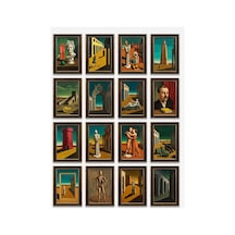 Giorgio De Chirico Tabloları 16'lı Sticker Seti Laptop Defter Etiketi Çok Renkli