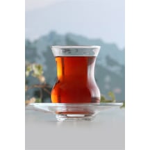 Lav Ayda Cam Çay Seti 6 Kişilik 135 ml (6 Çay Bardağı, 6 Çay Tabağı)