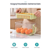 Süzgeçli Buzdolabı Saklama Kabı - Organizer - Vakum Mühürlü Kapak Çok Renkli