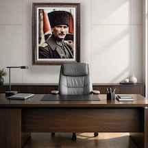Çerçeveli Deri Atatürk Tablosu 20 Çerçeveli Tablo Işıklı Kumandalı 87x117 Cm Diğer