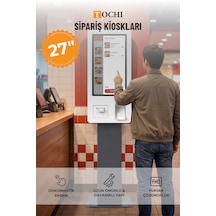 27 Inç Fhd Dokunmatik Ayaklı Self Servis Ödeme Ve Sipariş Kiosku Android