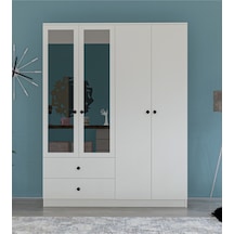 Metalia Gm 079 Novado Aynalı Düğme Kulplu 4 Kapı 2 Çekmeceli Gardırop