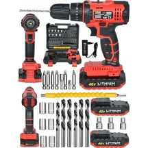 Mager 46v5 Ah Darbeli Şarjlı Vidalama Ledli Yedek Akülü Çantalı Ve Full Set Matkap