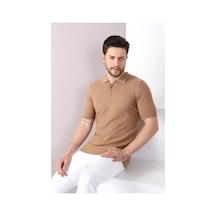 Ferraro Camel Polo Yaka Fermuarlı Erkek Pamuk Triko T-Shirt-Kahverengi (490417762) Kahverengi
