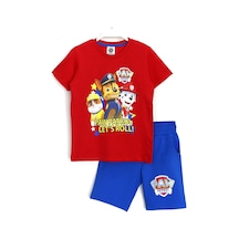 Erkek Çocuk Paw Patrol Baskılı Alt Üst Takım Kırmızı Mavi Kırmızı