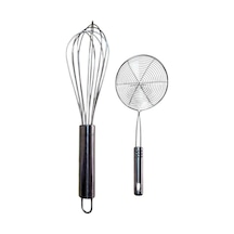 16 Cm Metal Saplı Kevgir Ve 30 Cm Komple Metal Çırpıcı 2 Adet Set Metal Diğer