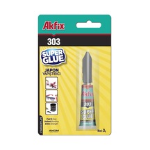 Akfix 303 Süper Japon Yapıştırıcısı, Hızlı Kuruyan Siyanoakrilat, Metal Cam Kauçuk Plastik İçin Güçlü Yapıştırıcı, 3g