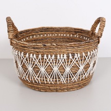 Ürgüp 40x34x31 Cm. Doğal Abaka El Yapımı Oval Sepet L Bej